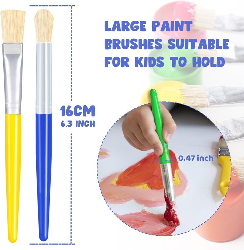 Joyooss Paint Brushes for Kids, 20 Pcs Round/Flat Large Kids Paint Brushes, Easy to Clean & Grip Washable No Shed Hog Bristle Toddler Paint Brushes Paintbrushes Kids for Watercolor, Acrylic, Gouache - Image 3